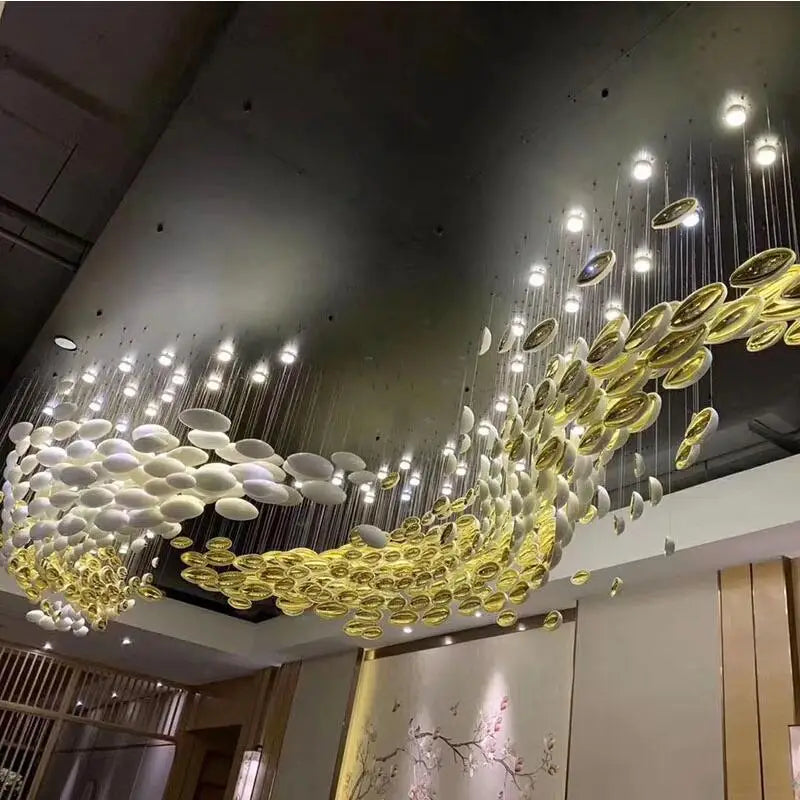 Hotel lobby luxury decorative crystal chandelier exhibition hall ballroom villa creative art glass custom lights