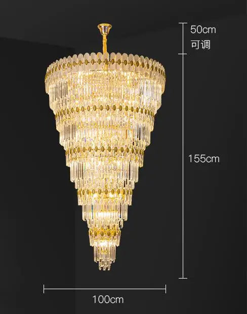 Huge Church Villa Hall Crystal Chandelier LED lustre de cristal project Hotel Long large high ceiling chandeliers stair lighting