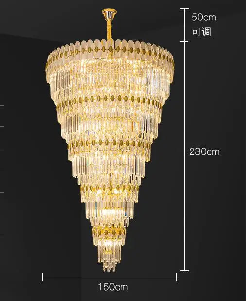 Huge Church Villa Hall Crystal Chandelier LED lustre de cristal project Hotel Long large high ceiling chandeliers stair lighting