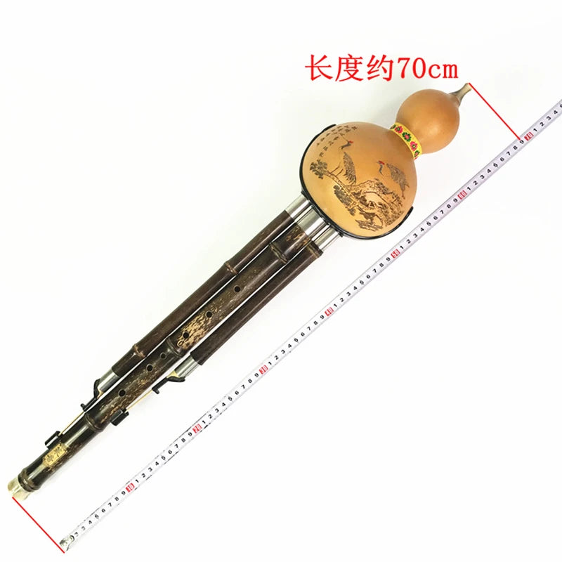 Hulusi Bass Flute, Black Bamboo Gourd Flute, C/D, 3 Tone, Professional Flute, Music Instrument