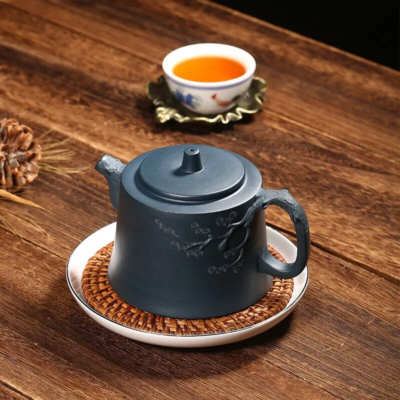 Inverted Xishi Yixing Purple Clay Pot Pure Handmade Teapot Kung Fu Tea Set Pine Style Dark Green Mud