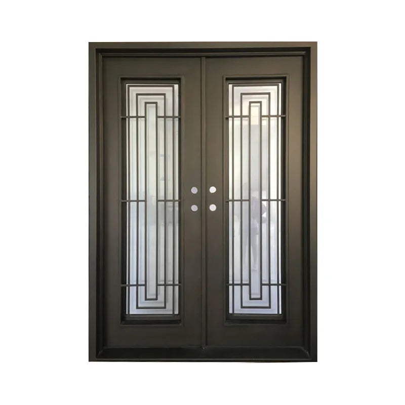 Iron Doors Customized Size Tempered Glass Exterior Single Used Wrought Low price For Sale