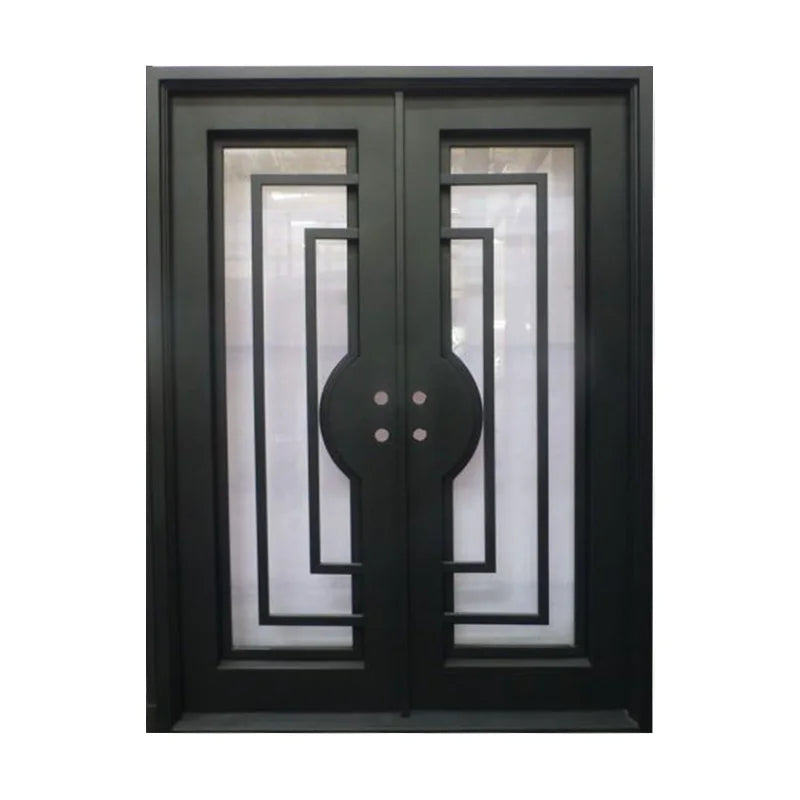 Iron Doors Customized Size Tempered Glass Exterior Single Used Wrought Low price For Sale