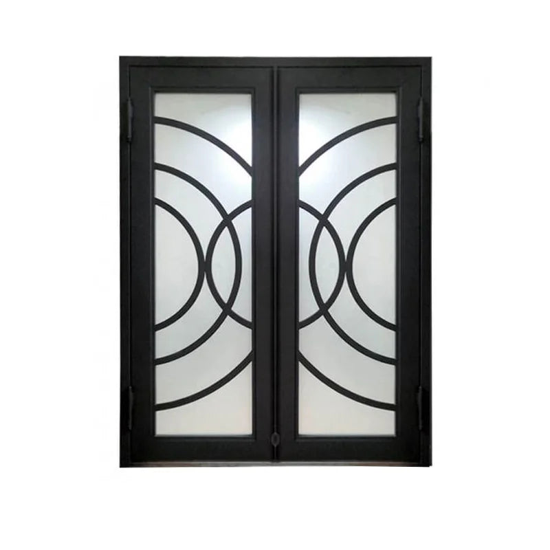 Iron Doors Customized Size Tempered Glass Exterior Single Used Wrought Low price For Sale