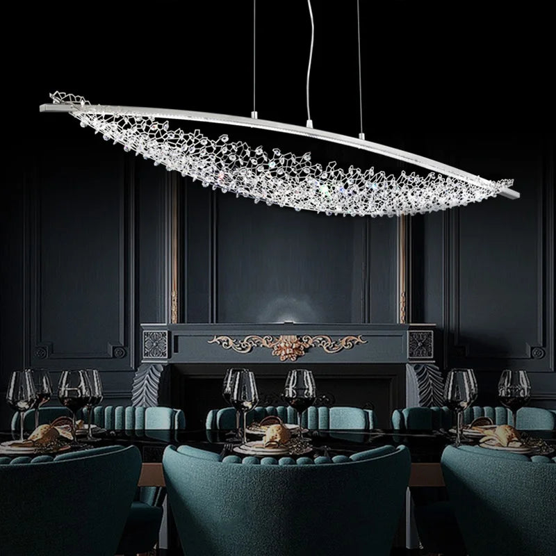 Italian light luxury Egyptian living room crystal restaurant designer postmodern villa island stainless steel bar chandelier