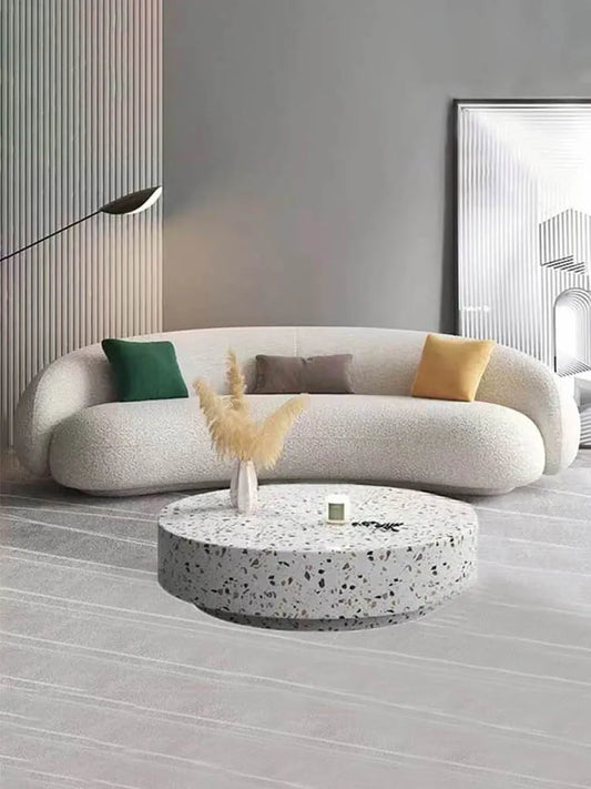 Italian light luxury curved multi-seat fabric sofa simple lamb wool designer special-shaped creativity