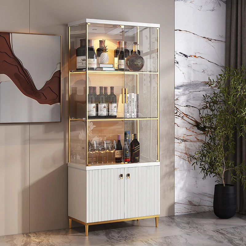 Italian light luxury wine cabinet,figure display cabinet,integrated storage against the wall,display cabinet, modern double door