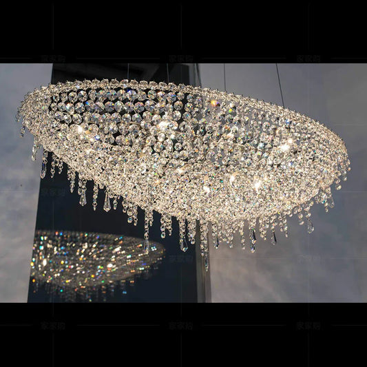 Italian minimalist crystal creative villa living room light luxury restaurant designer bar boat-shaped crystal chandelier