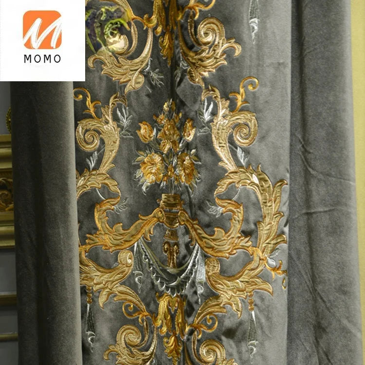 Italy Rococo Style thickening Dutch flannel villa French Window Curtain brand high-grade new classical fine embroidery curtain