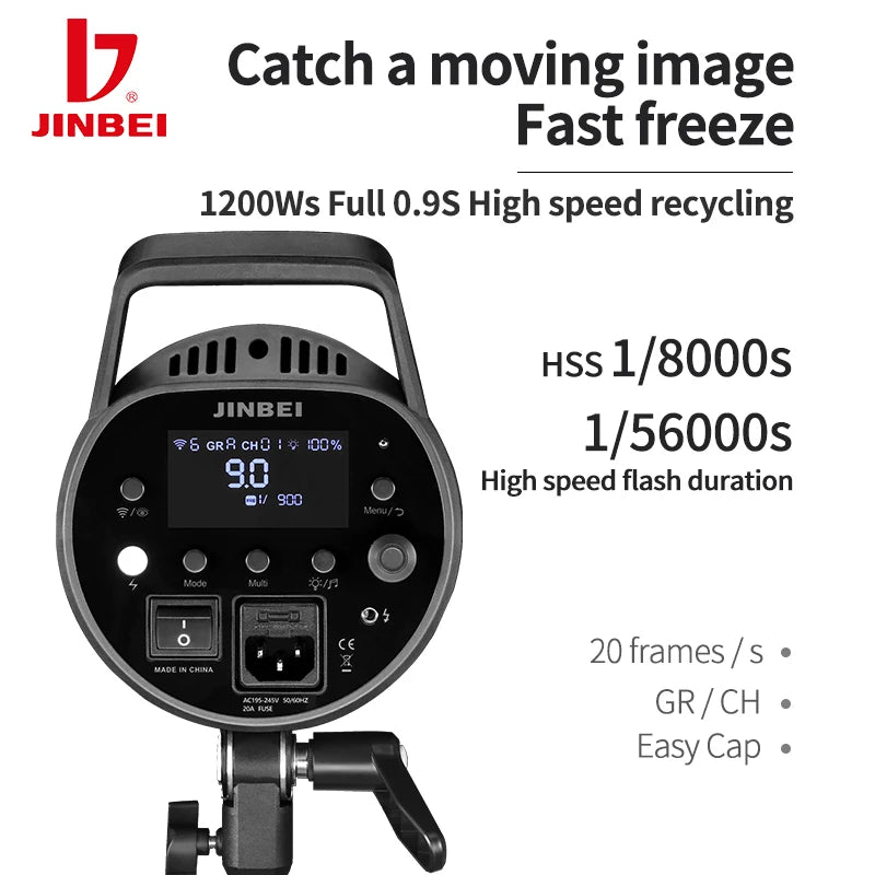 JINBEI MSN 1200pro High Speed Studio Flash Video light 1200W Professional Photography Fill Light Equipment Support HSS/FRE Mode