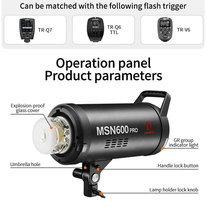 JINBEI MSN 600pro 600W High Speed Studio Flash Professional Photography Fill Light Equipment HSS/FRE Mode