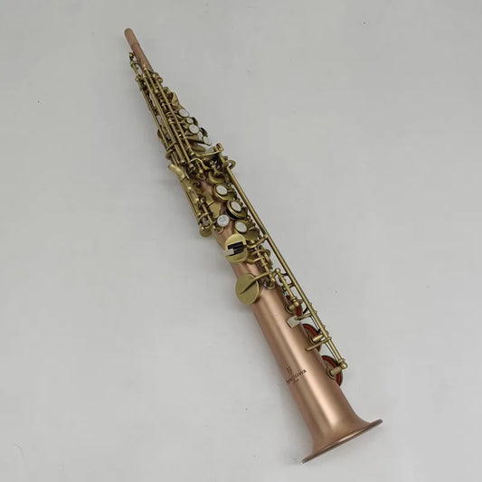 Japan S--901 Brass Straight Soprano Sax Saxophone Bb B Flat Woodwind Instrument Natural Shell Key Carve Pattern