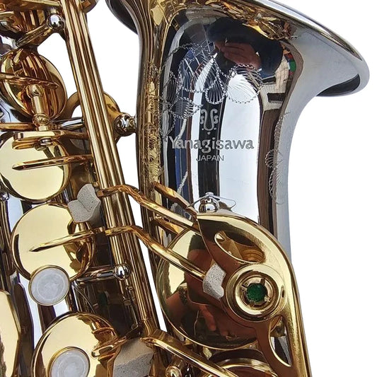 Japan jazz NEW A WO37 Alto Saxophone Brass Nickel Silver Plated Gold Key Professional Musical Instruments Sax Mouthpiece With Ca
