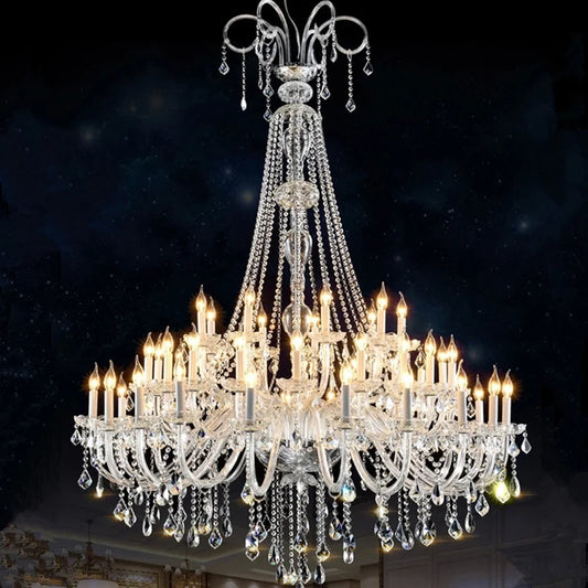 LED Modern Chandelier Pendant Lamps Living Room Transparent Crystal Light Hotel Lobby Villa Large Chandeliers Lighting Fixture