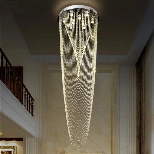 LED pendant lamp Personalized Modern Nordic Crystal Long Staircase Villa Compound Bead Curtain light fixtures for celling lights