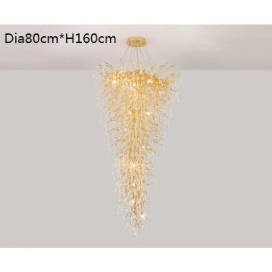 LED pendant lamp luxury Creative large crystal chandelier villa living room staircase overhead hotel lobby decorative light gold