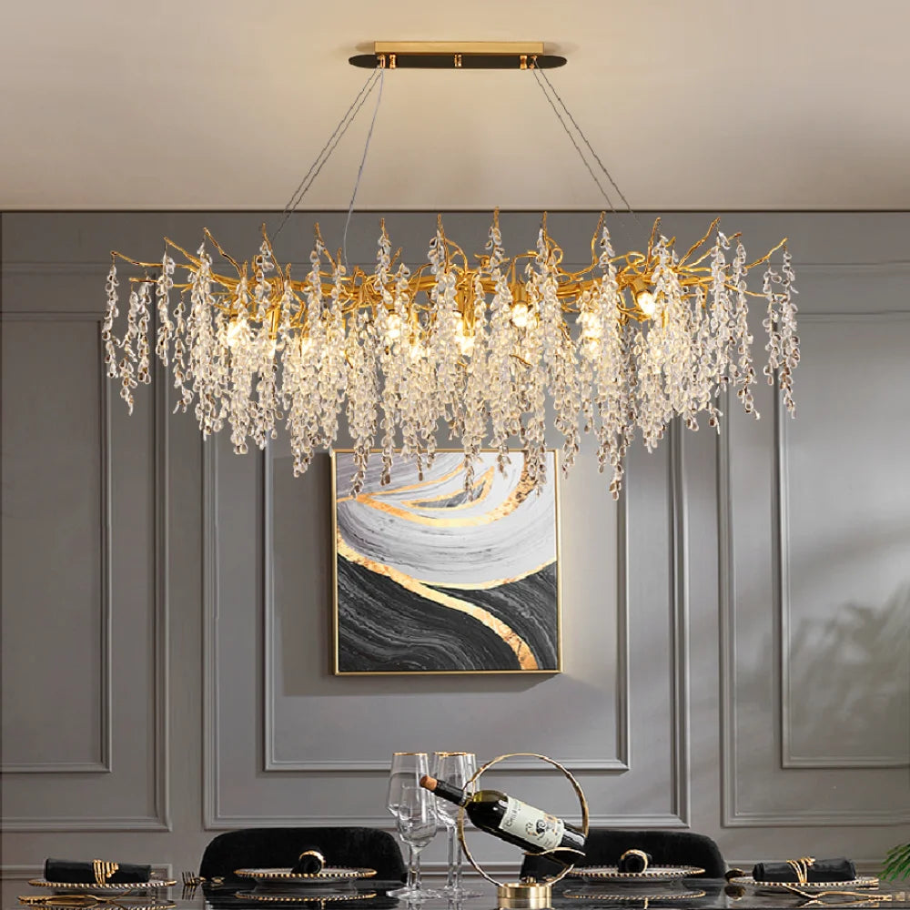 LED pendant lamps luxury Nordic modern crystal villa living room decoration creative branch Chandelier Art home Decoraton lights
