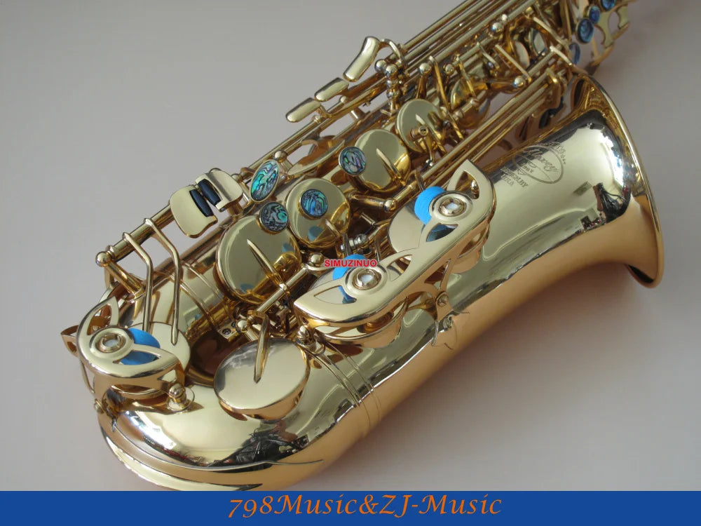Lacquer Gold Eb Alto Saxophone High F# With-Abalone Buttons