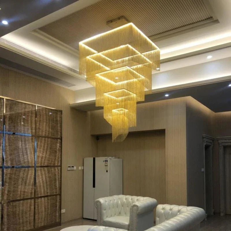 Large Chandelier Lighting Living Room Of Duplex Building Light Modern Villa Hotel Lobby Big Chandeliers Stair LED Pendant Lamps