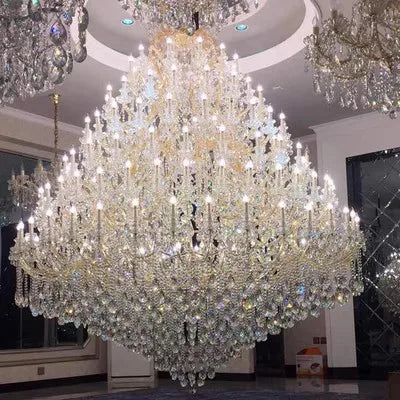 Large Crystal Chandelier Modern Living Room Lobby Hotel Lamp Luxury Villa Crystals Glass For Chandeliers Candle Lighting LED