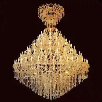 Large Crystal Chandelier Modern Living Room Lobby Hotel Lamp Luxury Villa Crystals Glass For Chandeliers Candle Lighting LED