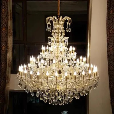 Large Crystal Chandelier Modern Living Room Lobby Hotel Lamp Luxury Villa Crystals Glass For Chandeliers Candle Lighting LED