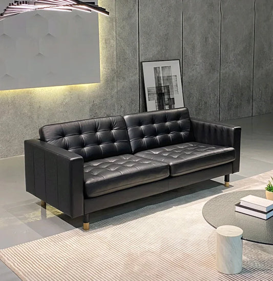 Leather living room luxury small apartment first floor leather Italian minimalist sofa