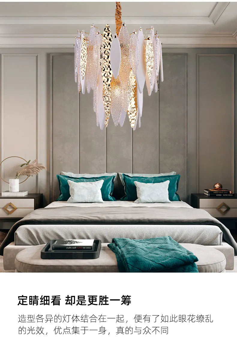 Light luxury chandelier after modern glass chandelier atmosphere villa dining room bedroom net red chandelier designer living