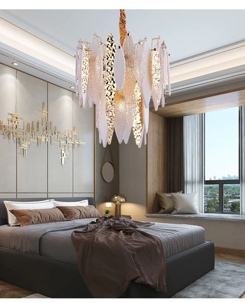 Light luxury chandelier after modern glass chandelier atmosphere villa dining room bedroom net red chandelier designer living