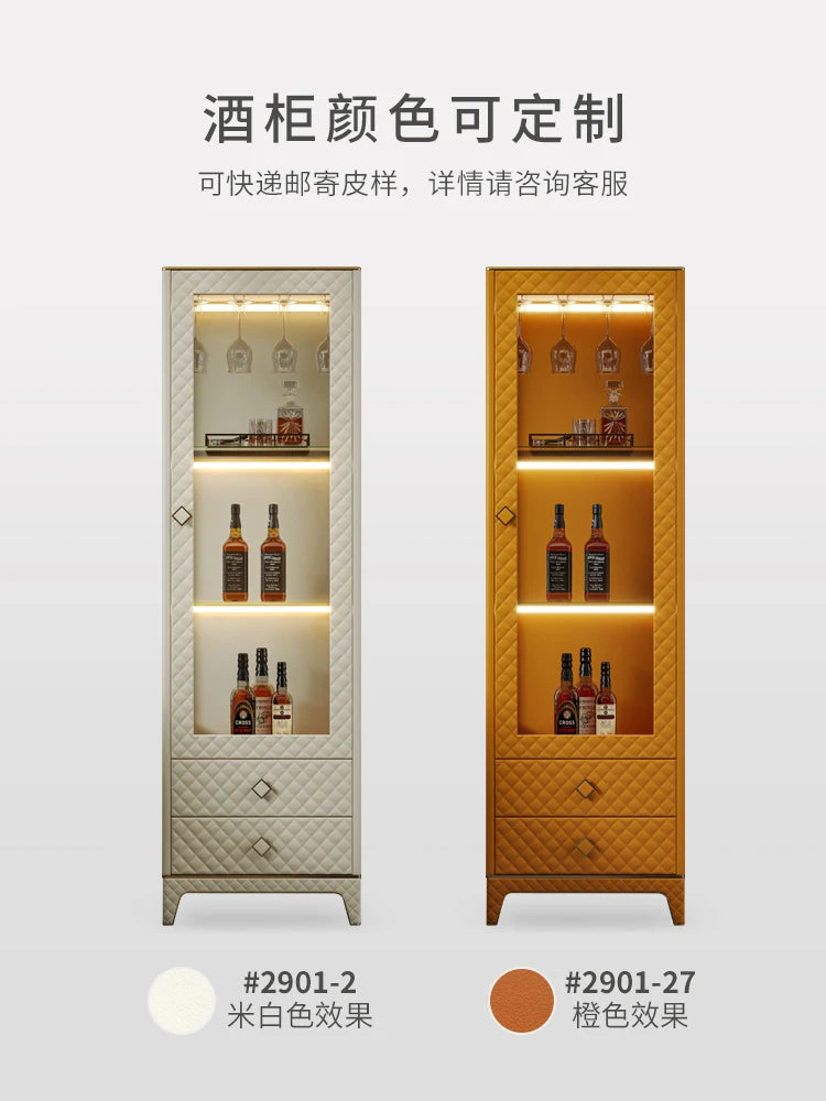 Light luxury glass wine cabinet, custom wine cabinet against the wall, hall cabinet, living room, postmodern and high-end