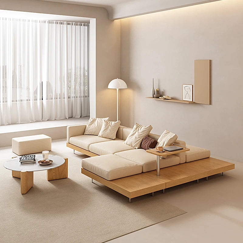 Light luxury new sofa wabi sabi style living room modern simple size apartment fabric sofa combination technology cloth