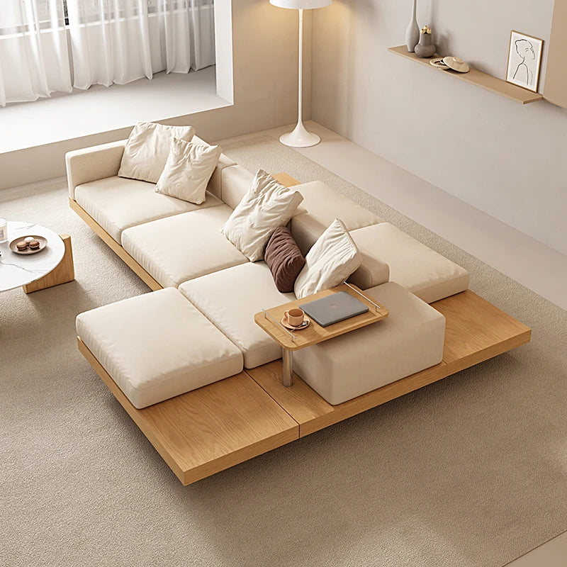 Light luxury new sofa wabi sabi style living room modern simple size apartment fabric sofa combination technology cloth