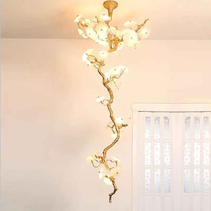 Light luxury post-modern copper branch crystal chandelier French living room dining room lamp American minimalist designer villa