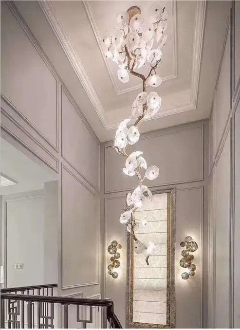 Light luxury post-modern copper branch crystal chandelier French living room dining room lamp American minimalist designer villa