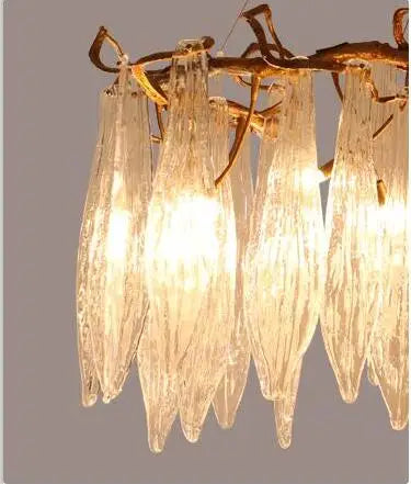 Light luxury post-modern copper branch crystal chandelier French living room dining room lamp American minimalist designer villa