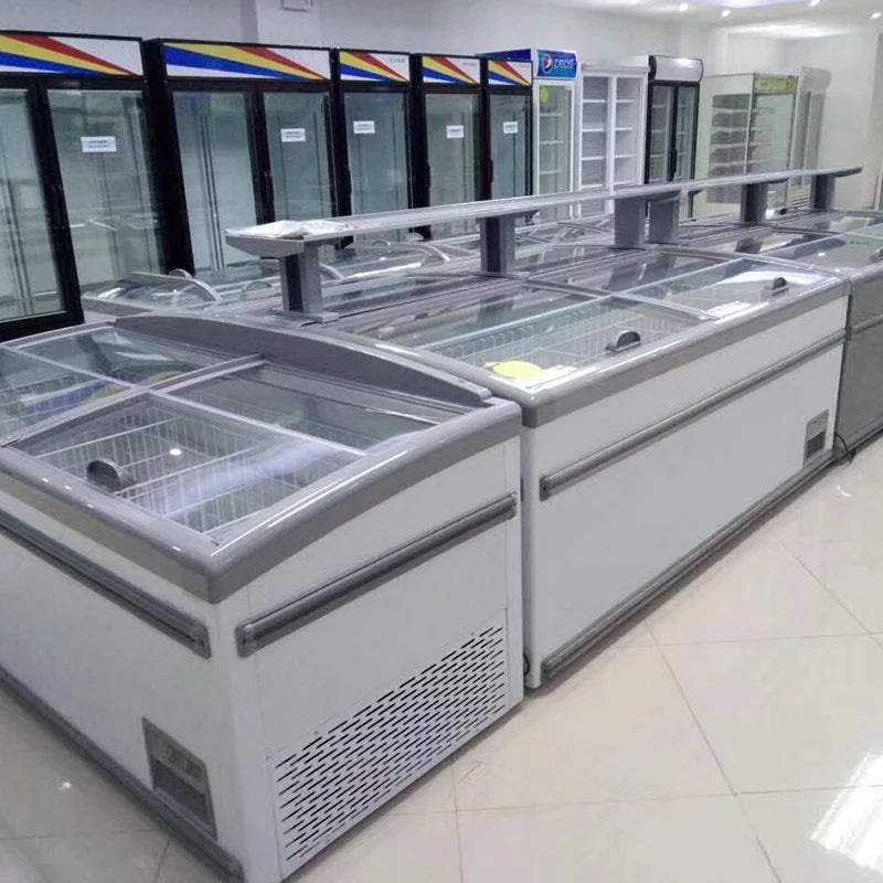 Lintee circular arc combined refrigeration island cabinet frozen fish commercial freezer island