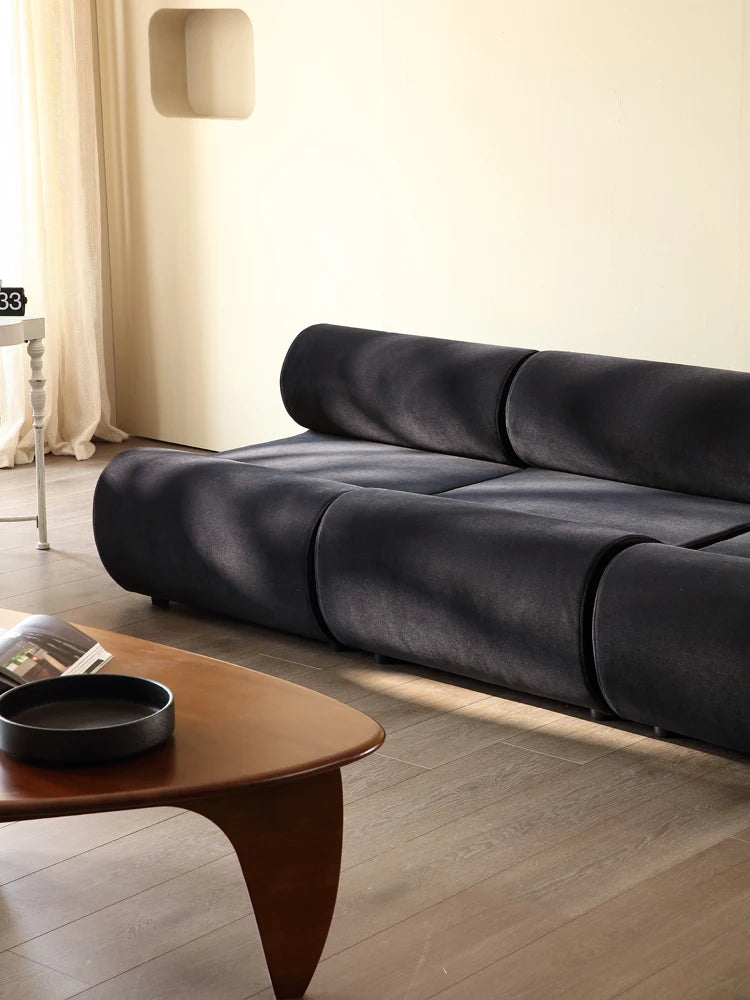 Living room small unit black single person three person module combination minimalist modern sofa chair