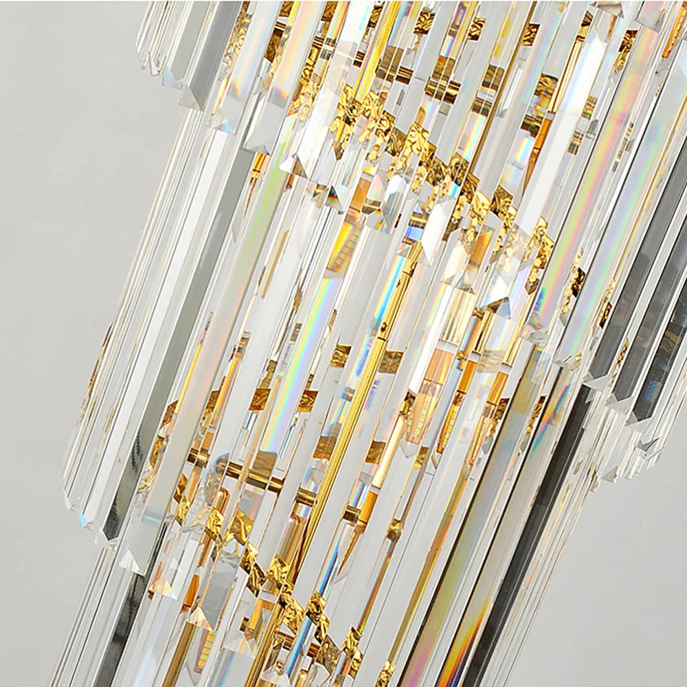 Long Stair Chandelier LED Crystal Pendant Lamps for Living Room Loft Spiral Lighting Fixture Villa Hallway Indoor Cristal Lamps