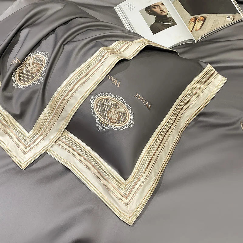 Long-staple Cotton Four-piece Set of Light Luxury 140 Cotton Pure Cotton Bed Sheet Quilt Cover Hotel Bedding Supplies