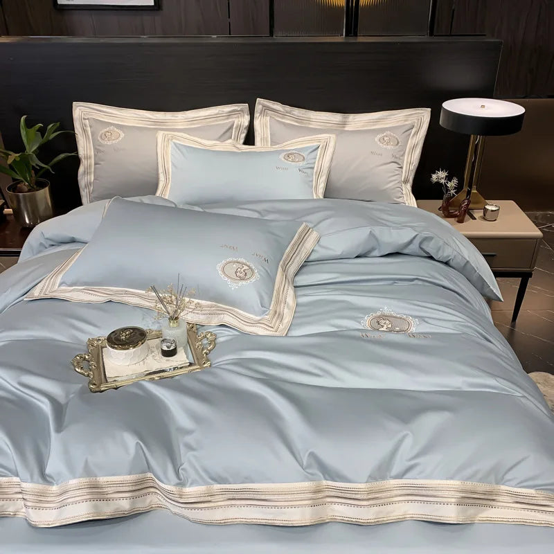 Long-staple Cotton Four-piece Set of Light Luxury 140 Cotton Pure Cotton Bed Sheet Quilt Cover Hotel Bedding Supplies