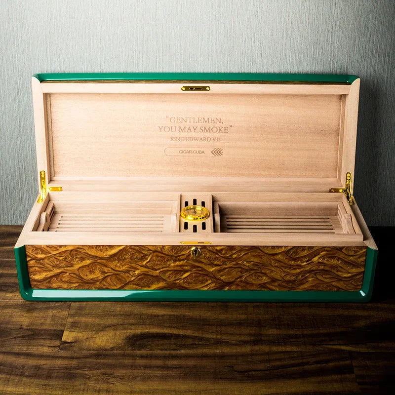 Lubinski Cigar Humidor Romeo Cuban Cedar Lacquer Large Capacity Cigar Hygrometer Box Case Cigar Holder for Man Gift