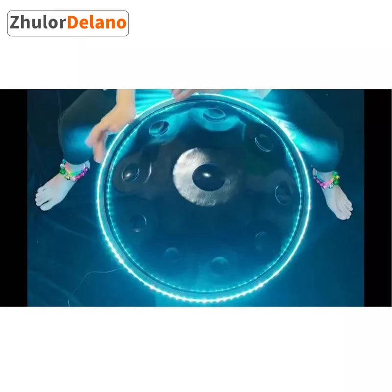 Electronic musical instruments Luminous Handpan Drum Luminescent UFO Handpan Drums 9 Or10 Notes Nitrided Steel Percussion Musical Instrument 22 Inch Bluetooth