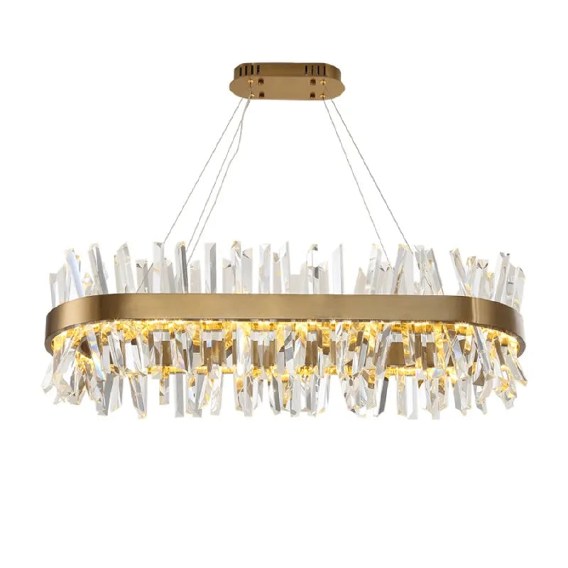 Lustre New Design Crystal Chandelier Rectangle Modern LED Golden Restaurant Lighting Luxury Upscale Villa Living Room decotation