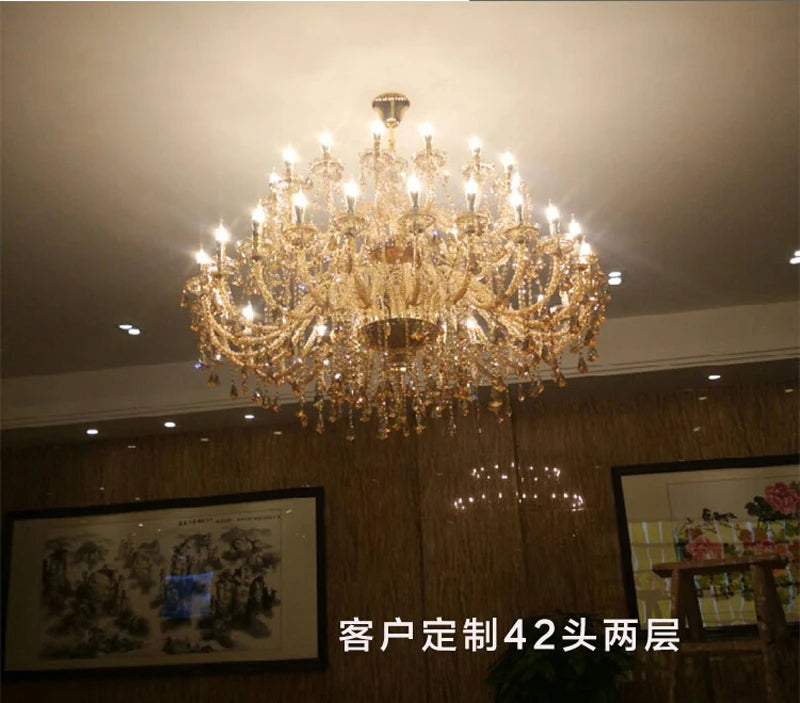 Luxurious Villa Complex Building Living Room Crystal Chandelier Hotel Hall Large Chandelier KTV Staircase Chandelier Lighting