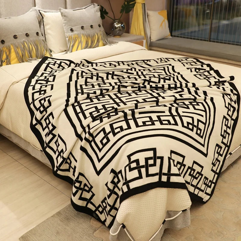 Luxury 100% Cashmere Throws custom warm knit bed luxury soft living room blankets wholesale