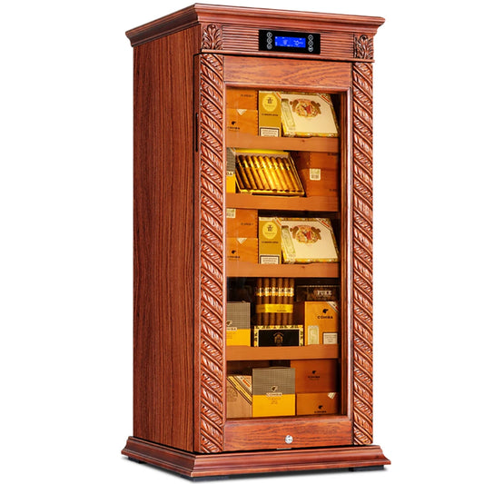 Luxury Cigar Humidor Cooler Cedar Wood Shelf Oak Solid Wood Cabinet Intelligent Control Humidity Temperature With WiFi Function