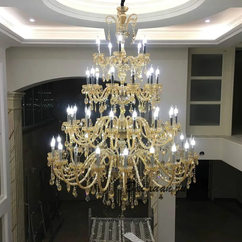 Luxury Crystal Chandelier Light Creative Candle Duplex Building Stair Ceiling Chandeliers Modern Hotel Club Villa Lighting Decor