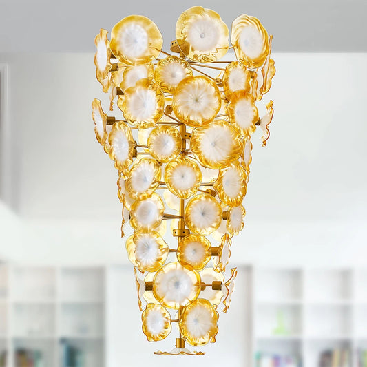 Luxury Gold Crystal Chandeliers Dining Room Vintage Art Murano Glass Hanging Lamp for Villa Loft Suspended Lighting Fixtures