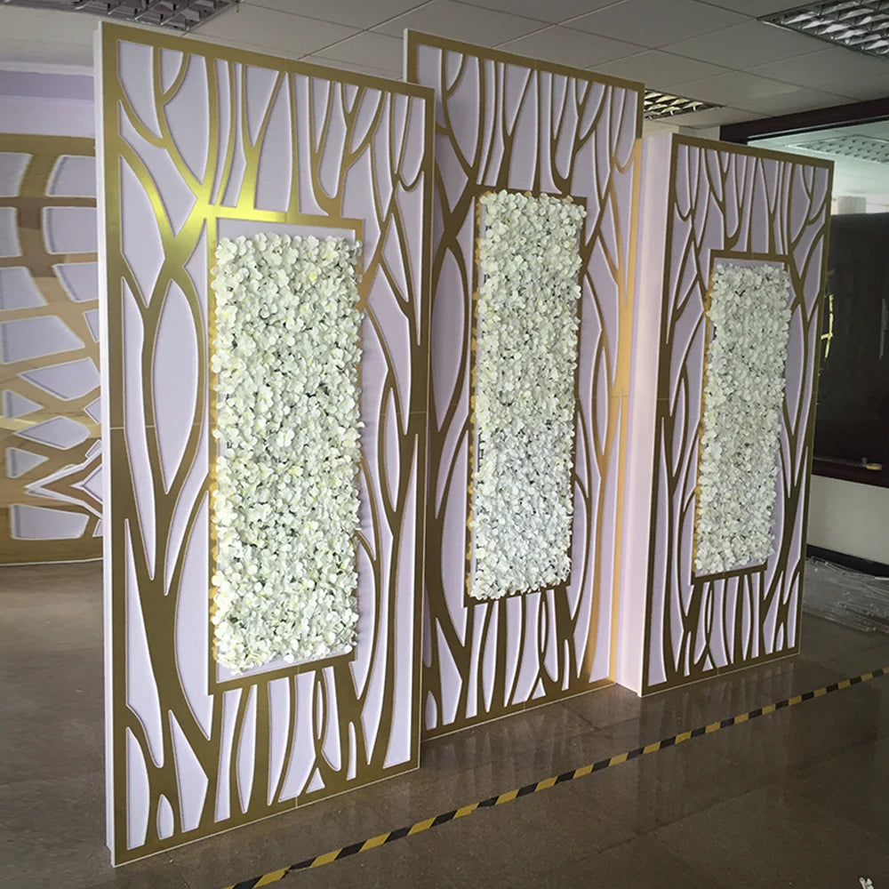 Luxury Golden Acrylic Flower Backdrop Decoration For Event Birthday Party