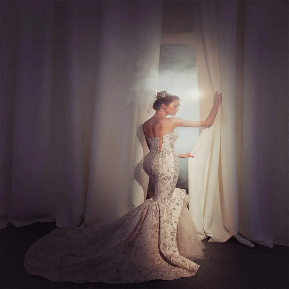 Luxury Sweetheart Neck Floor-length Wedding Dress Romantic Sleeveless Mermaid Bridal Gown Royal Vestidos De Novia